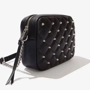 Rebecca Minkoff Quilted Studded Crossbody Bag Black Camera Purse NWT